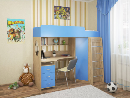 Кровать-чердак для детей от 3 лет Милана-3, спальное место 190х80 см